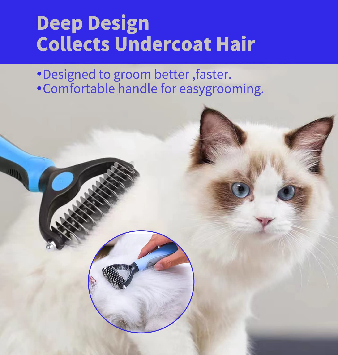 Dog & Cat Deshedding Brush – Professional Pet Hair Remover Grooming Tool