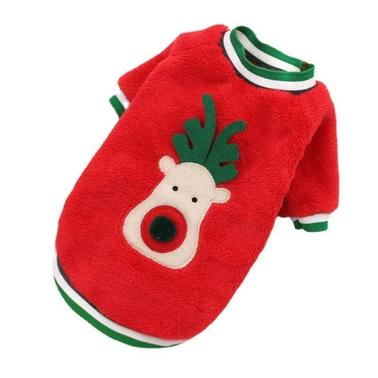 🎅 Dog Christmas Clothes – Warm Winter Elk & Santa Hoodie for Small Pets 🐾