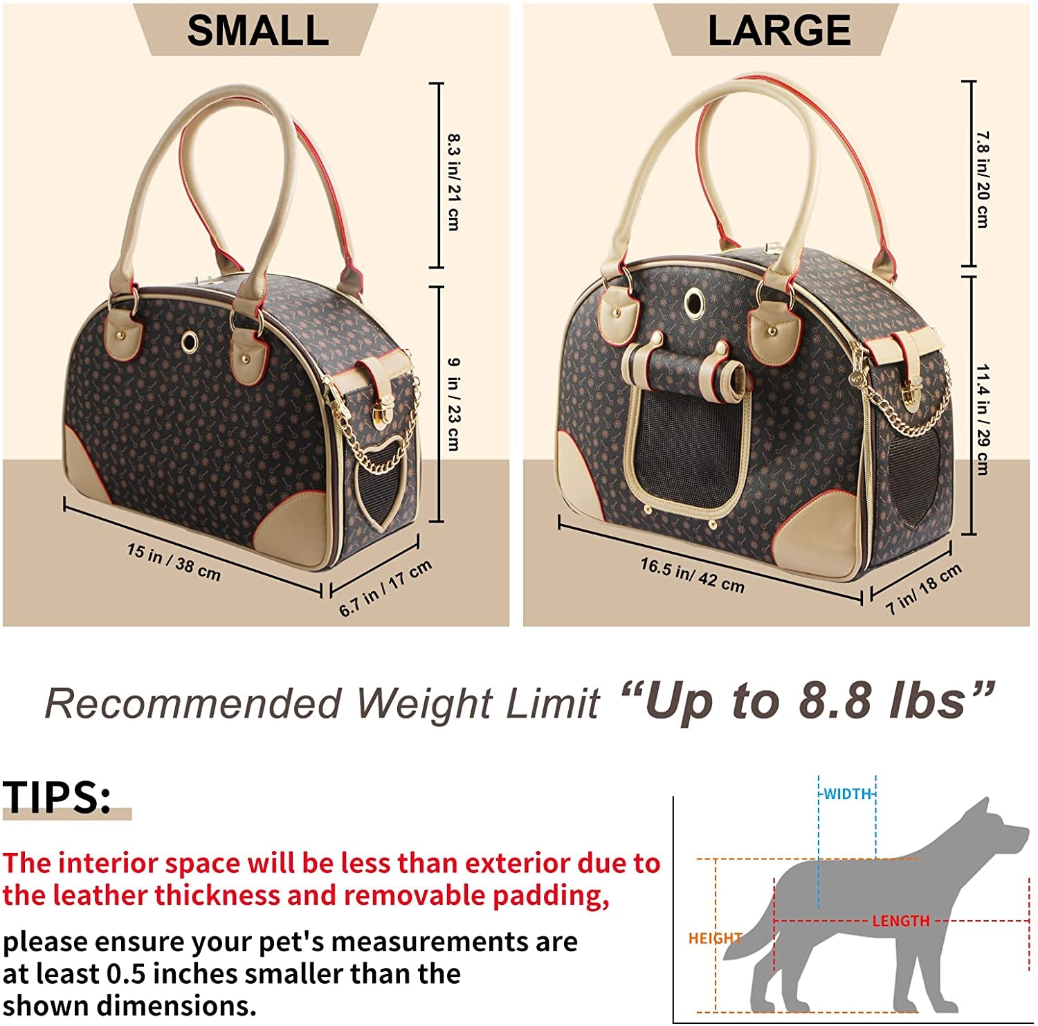 👜 Fashion PU Leather Dog & Cat Carrier Handbag