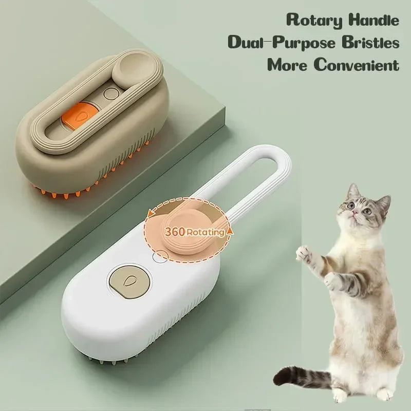 3-in-1 Steamy Dog Brush – Electric Spray Pet Grooming & Massage Comb