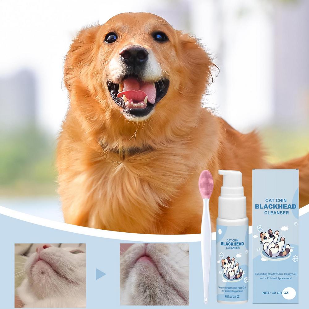 👉 Cat Chin Cleaner – 30g Gentle Blackhead & Acne Remover Lotion with Soft Brush | Deep Cleansing & Skin Care for Cats & Dogs