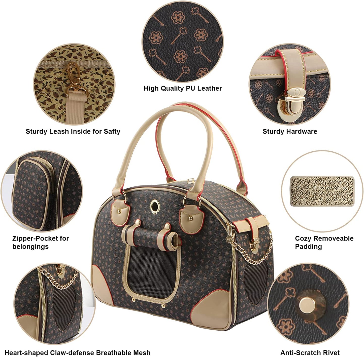 👜 Fashion PU Leather Dog & Cat Carrier Handbag