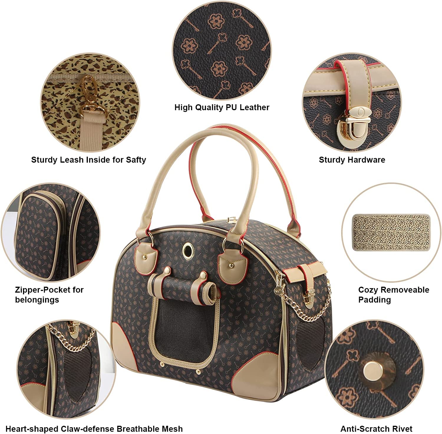 👜 Fashion PU Leather Dog & Cat Carrier Handbag