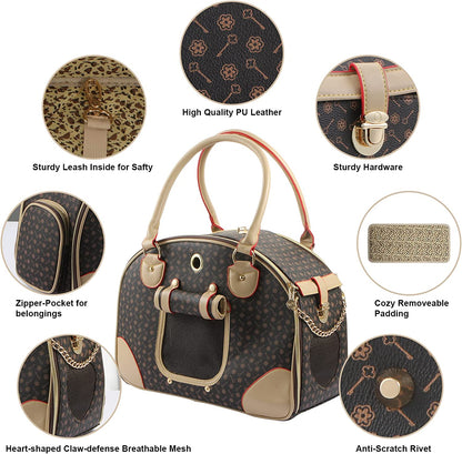 👜 Fashion PU Leather Dog & Cat Carrier Handbag