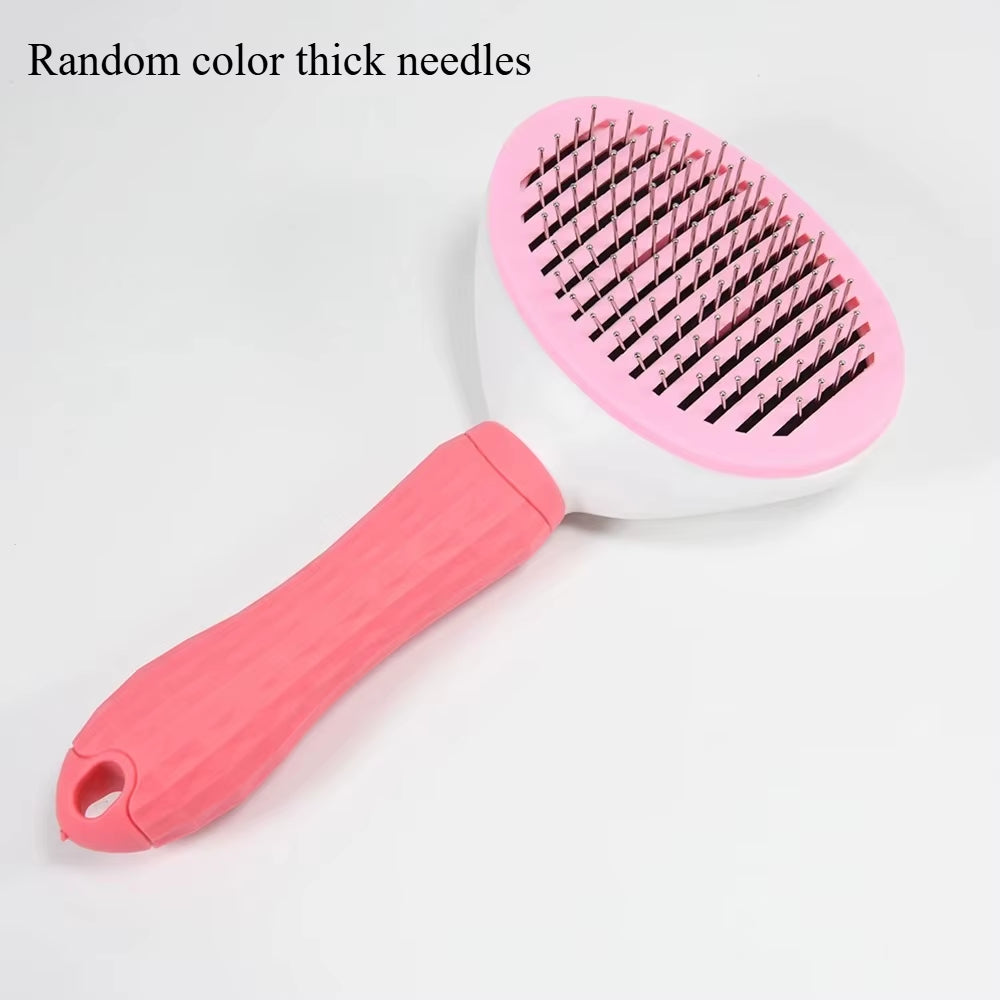 🐶 Random Color Pet Grooming Comb 🐱 – Stainless Steel Self-Cleaning Brush for Dogs & Cats ✨