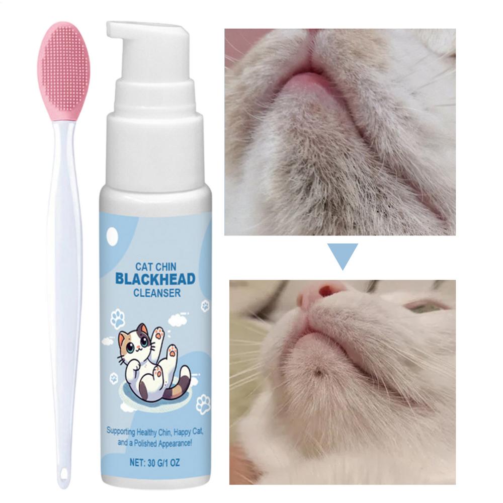 👉 Cat Chin Cleaner – 30g Gentle Blackhead & Acne Remover Lotion with Soft Brush | Deep Cleansing & Skin Care for Cats & Dogs