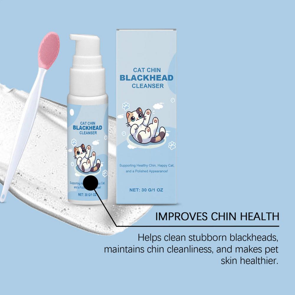 👉 Cat Chin Cleaner – 30g Gentle Blackhead & Acne Remover Lotion with Soft Brush | Deep Cleansing & Skin Care for Cats & Dogs