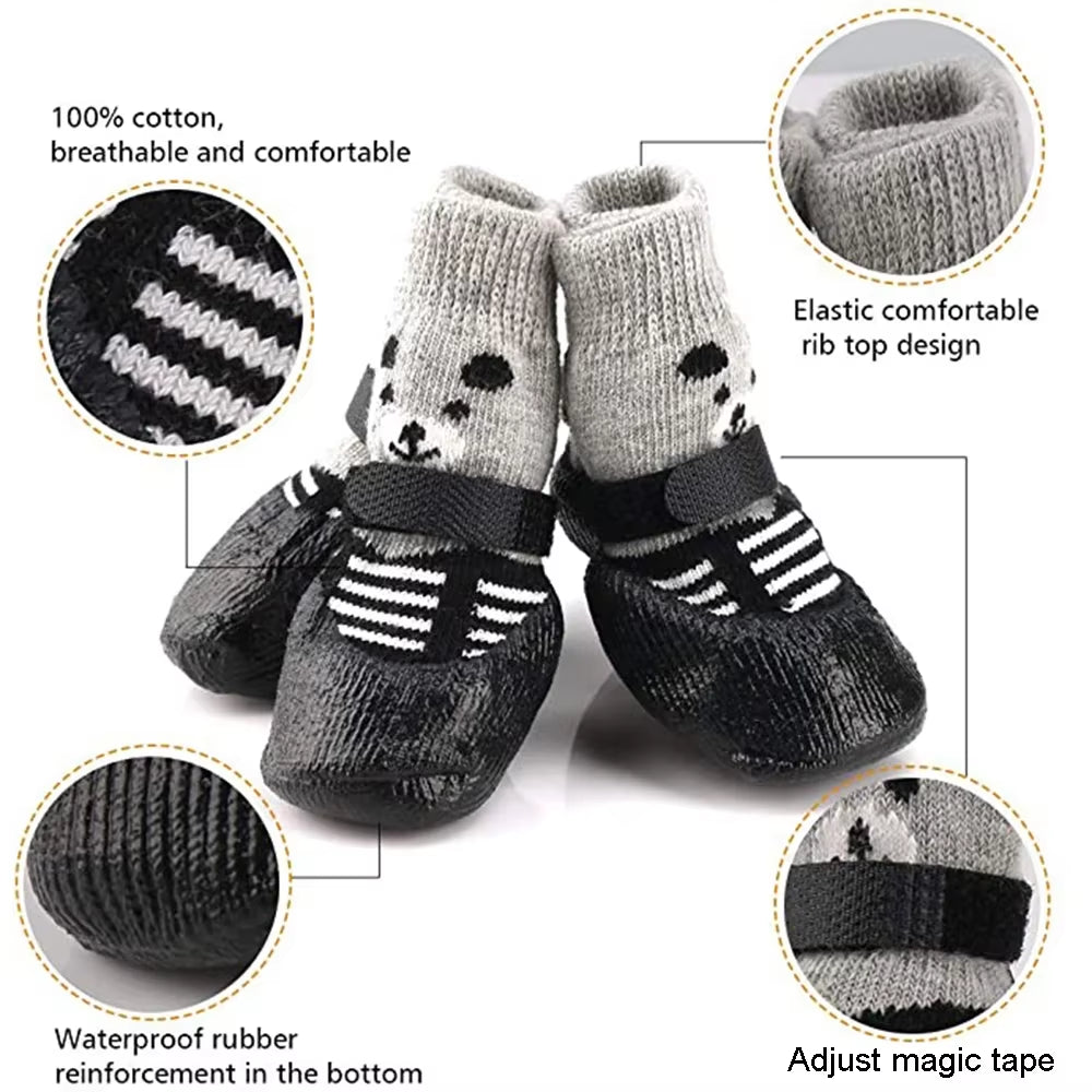 🐶 4Pcs Pet Winter Shoes – Warm, Waterproof & Anti-Slip Boots 🐾