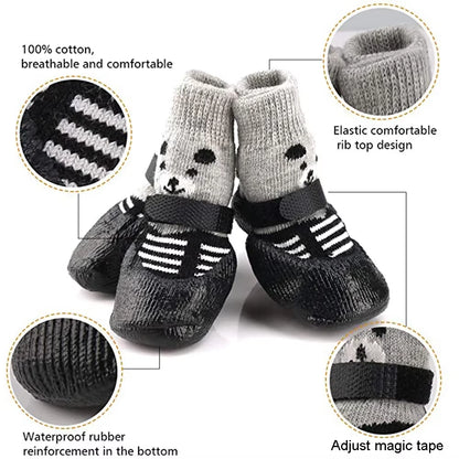 🐶 4Pcs Pet Winter Shoes – Warm, Waterproof & Anti-Slip Boots 🐾
