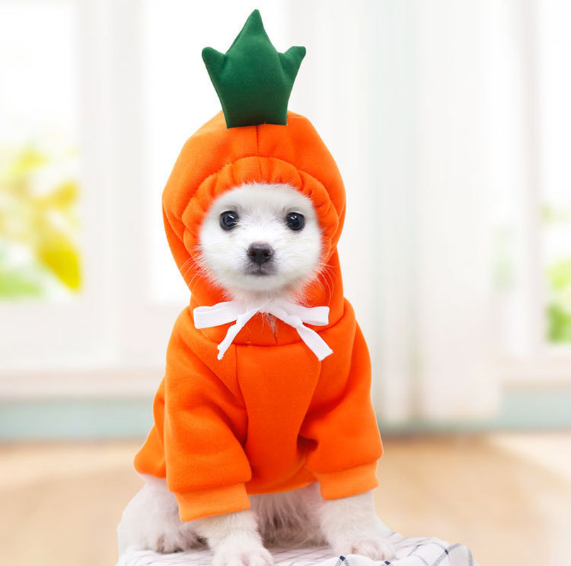 🍎 Cute Fruit Dog Hoodie 🍌 – Warm Fleece Pet Outfit for Small Dogs & Cats 🐾