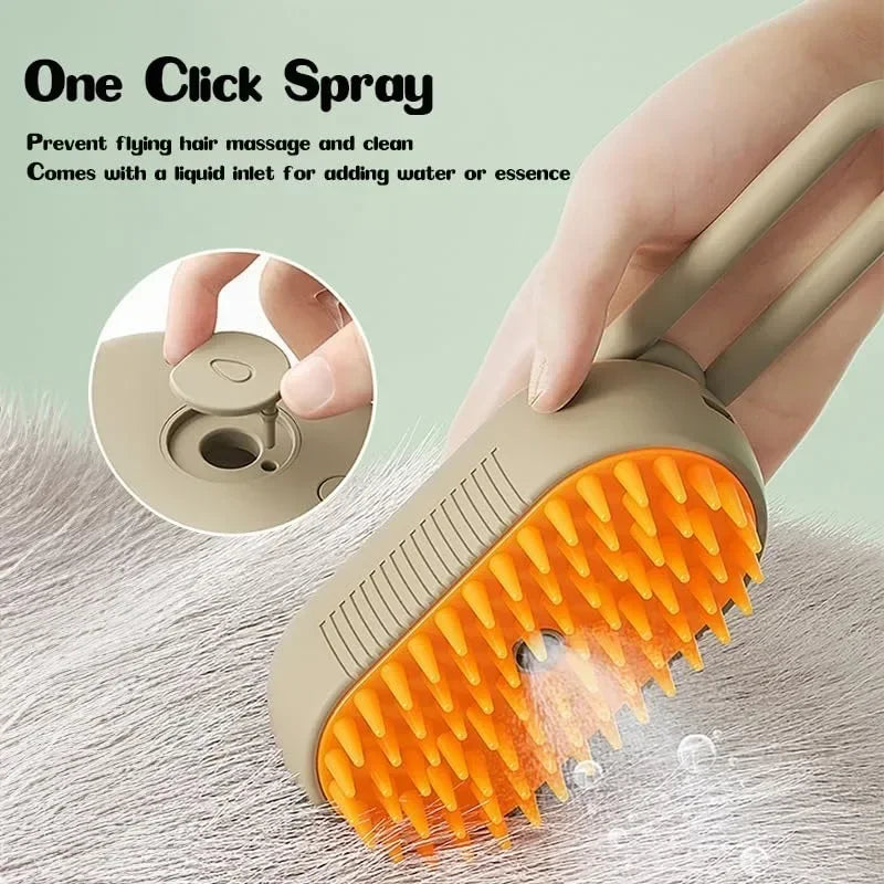 3-in-1 Steamy Dog Brush – Electric Spray Pet Grooming & Massage Comb