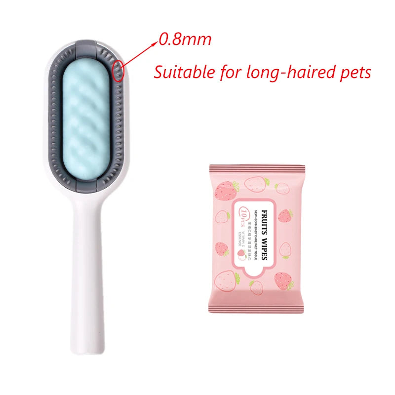 🐾 Double-Sided Hair Removal Brush for Cats & Dogs – Pet Grooming Comb with Wipes | Kitten Brush | Gato Accesorios 🐶