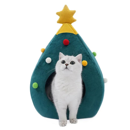 🎄 Christmas Tree Pet Bed – Cozy Winter Nest for Cats & Small Dogs 🐾