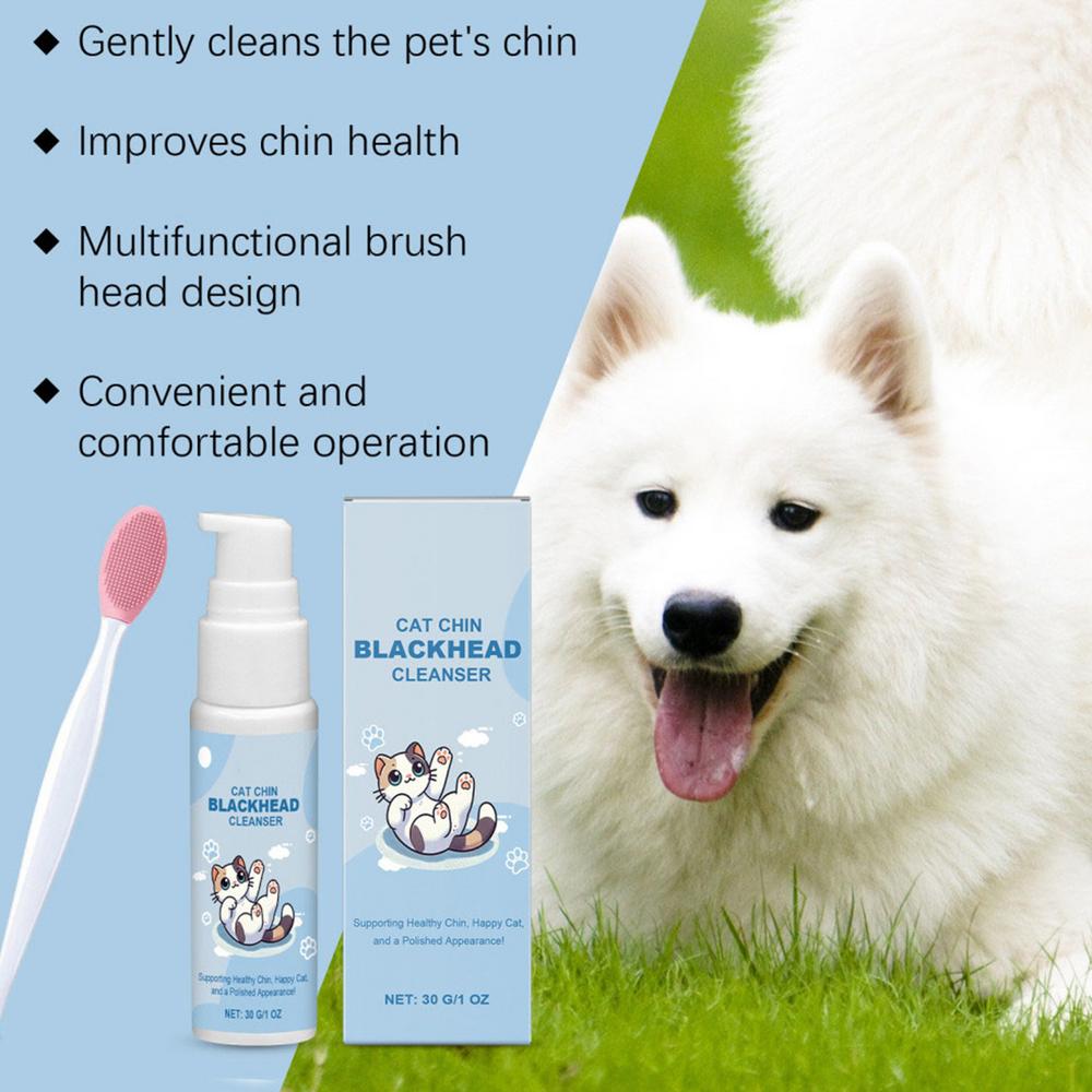 👉 Cat Chin Cleaner – 30g Gentle Blackhead & Acne Remover Lotion with Soft Brush | Deep Cleansing & Skin Care for Cats & Dogs