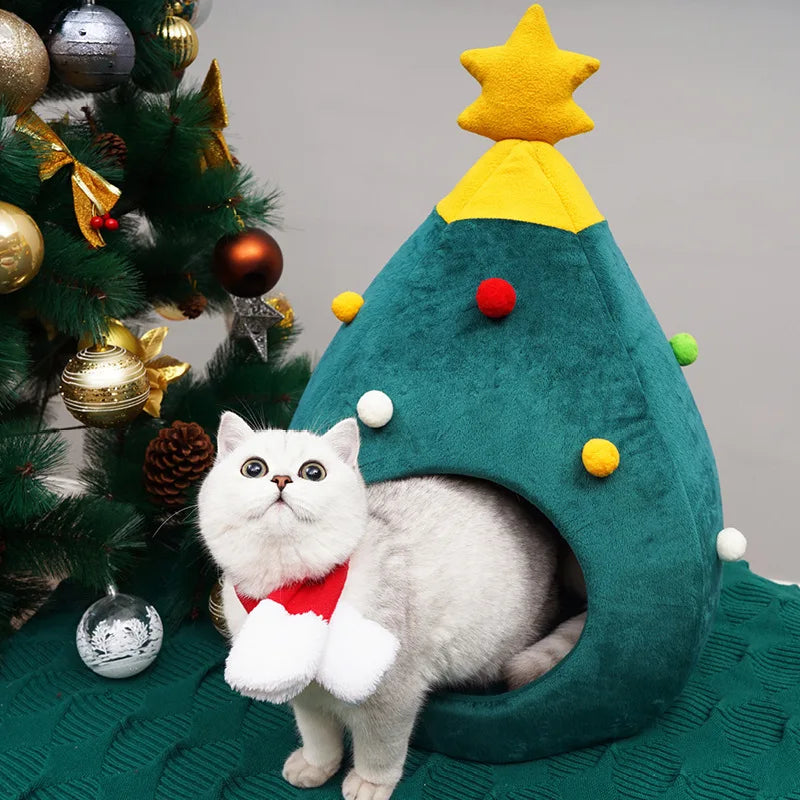 🎄 Christmas Tree Pet Bed – Cozy Winter Nest for Cats & Small Dogs 🐾