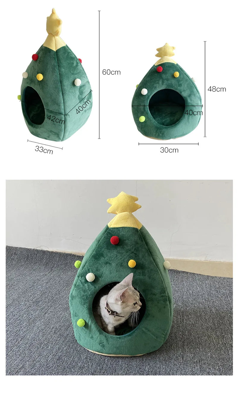 🎄 Christmas Tree Pet Bed – Cozy Winter Nest for Cats & Small Dogs 🐾