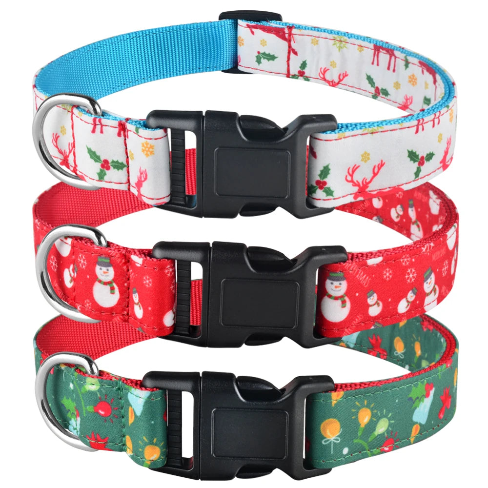 🎄 Christmas Dog Collar 🎁 – Adjustable Nylon Festive Collar for Dogs & Puppies 🐾