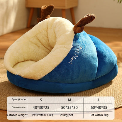 🐾 Pet Bed Winter Cat & Dog Slippers Nest 🐶🐱 – Thick, Warm & Cozy Haven 💕