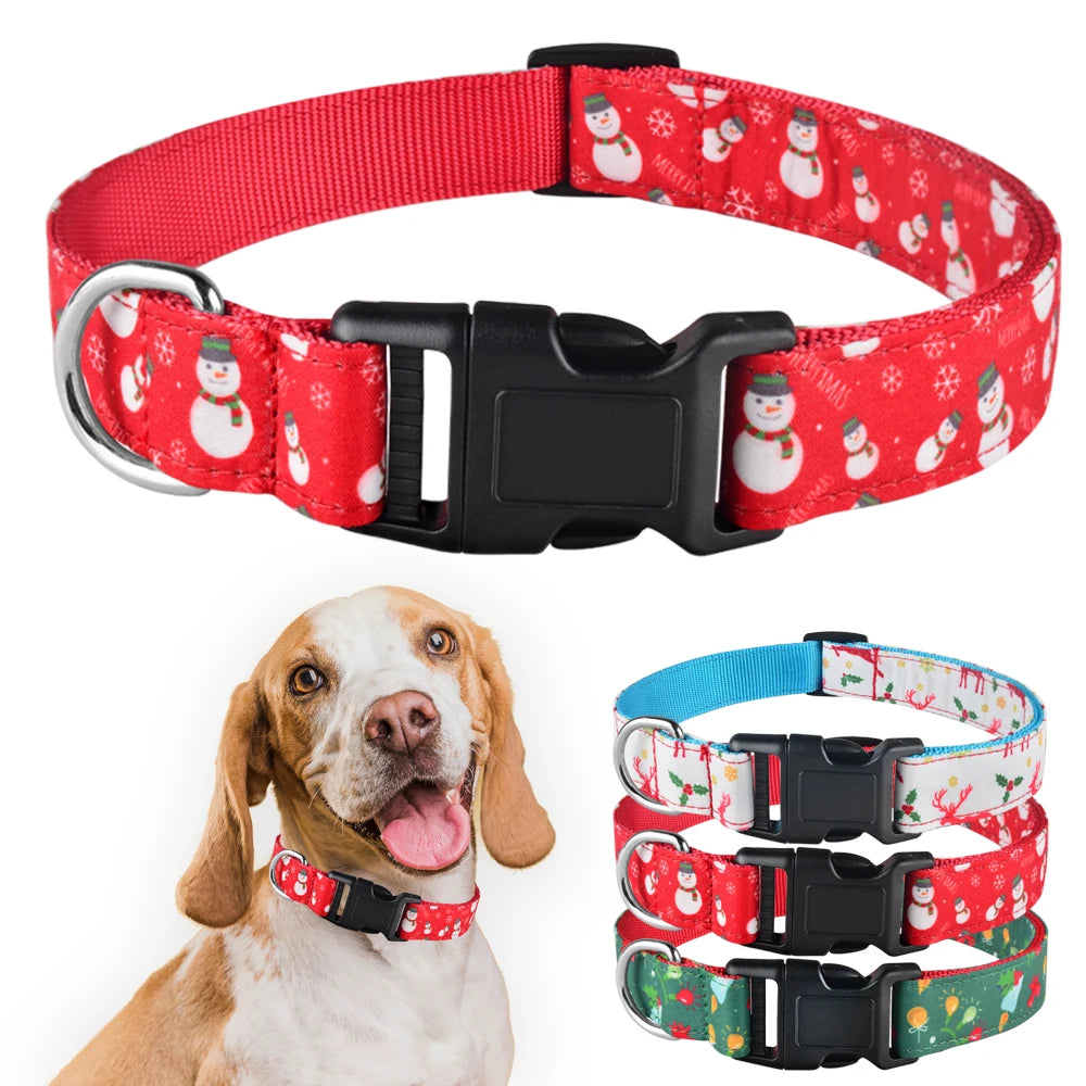 🎄 Christmas Dog Collar 🎁 – Adjustable Nylon Festive Collar for Dogs & Puppies 🐾