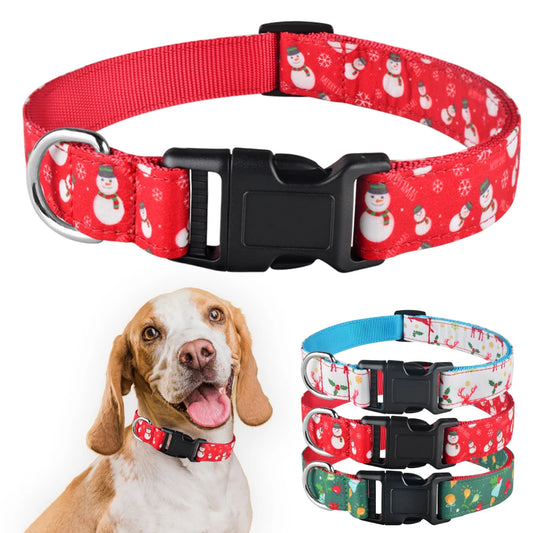 🎄 Christmas Dog Collar 🎁 – Adjustable Nylon Festive Collar for Dogs & Puppies 🐾