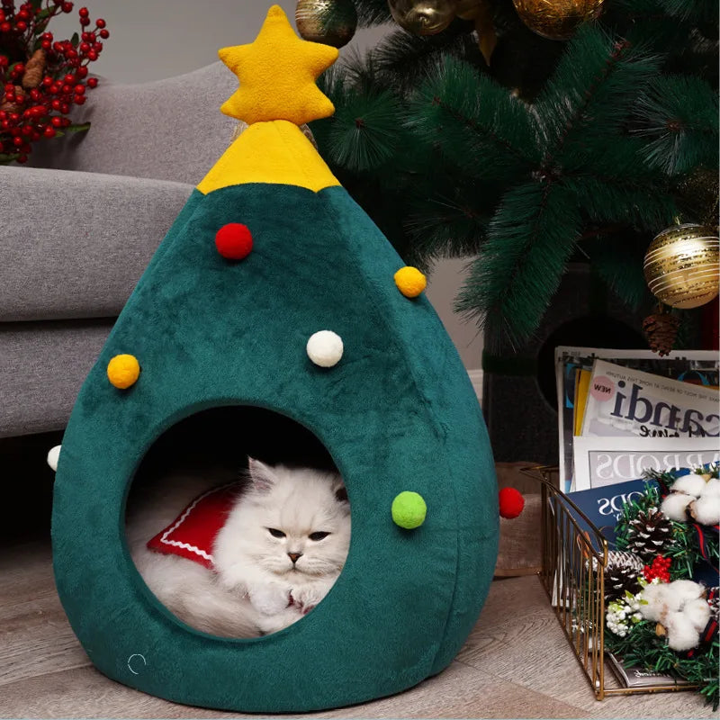 🎄 Christmas Tree Pet Bed – Cozy Winter Nest for Cats & Small Dogs 🐾