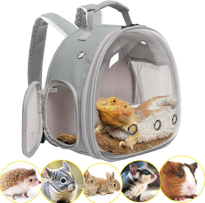 🚀 Small Animal Space Capsule Backpack – Clear Bubble Pet Carrier 🐹🦎🐦