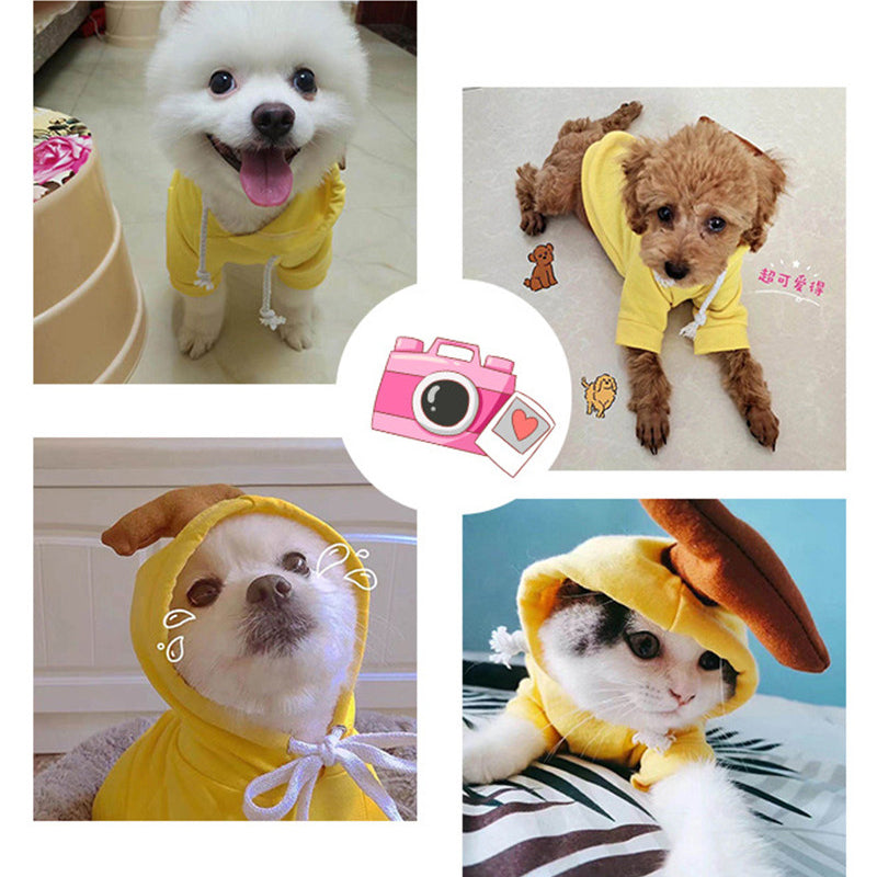 🍎 Cute Fruit Dog Hoodie 🍌 – Warm Fleece Pet Outfit for Small Dogs & Cats 🐾