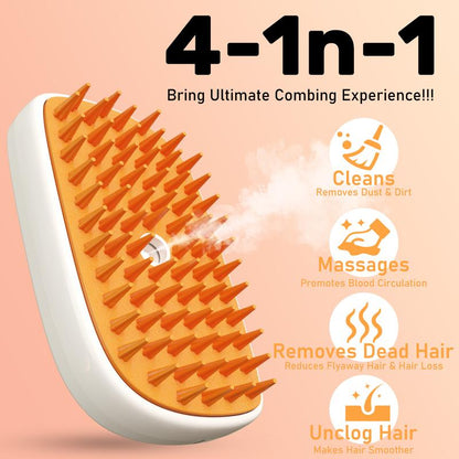 🐱 Cat Steam Brush – 4-in-1 Steamy Grooming & Anti-Static Shedding Comb 💨🐾