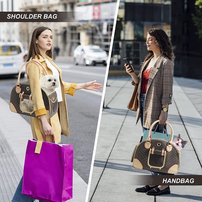 👜 Fashion PU Leather Dog & Cat Carrier Handbag