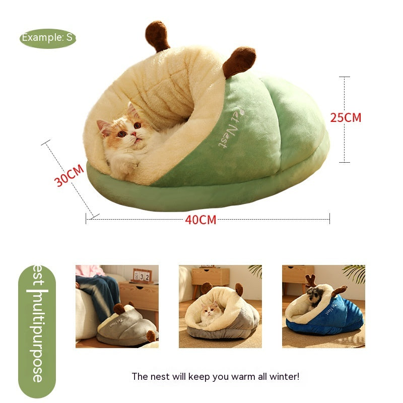 🐾 Pet Bed Winter Cat & Dog Slippers Nest 🐶🐱 – Thick, Warm & Cozy Haven 💕
