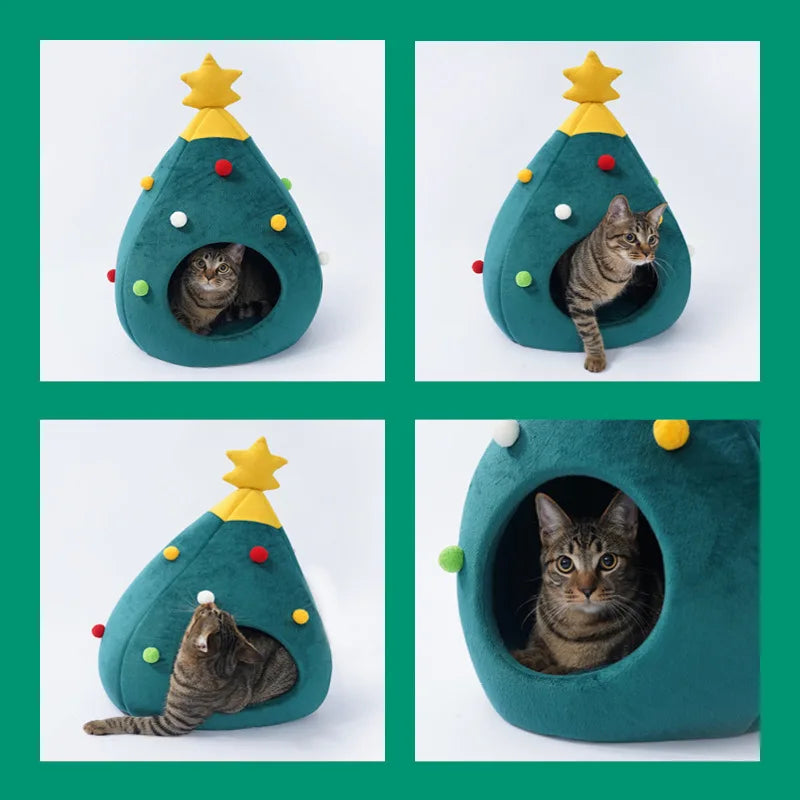 🎄 Christmas Tree Pet Bed – Cozy Winter Nest for Cats & Small Dogs 🐾
