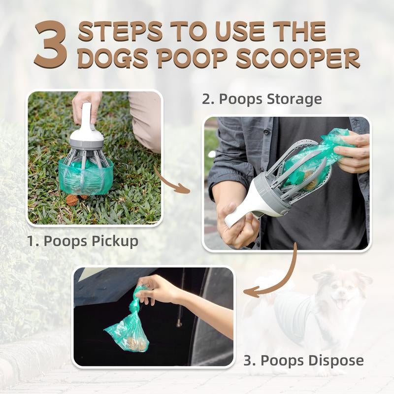 💩 Portable Dog Pooper Scooper – 2-in-1 Waste Picker with Bag Dispenser 🐾