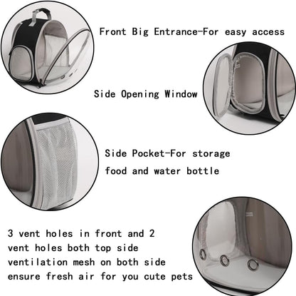 🚀 Small Animal Space Capsule Backpack – Clear Bubble Pet Carrier 🐹🦎🐦