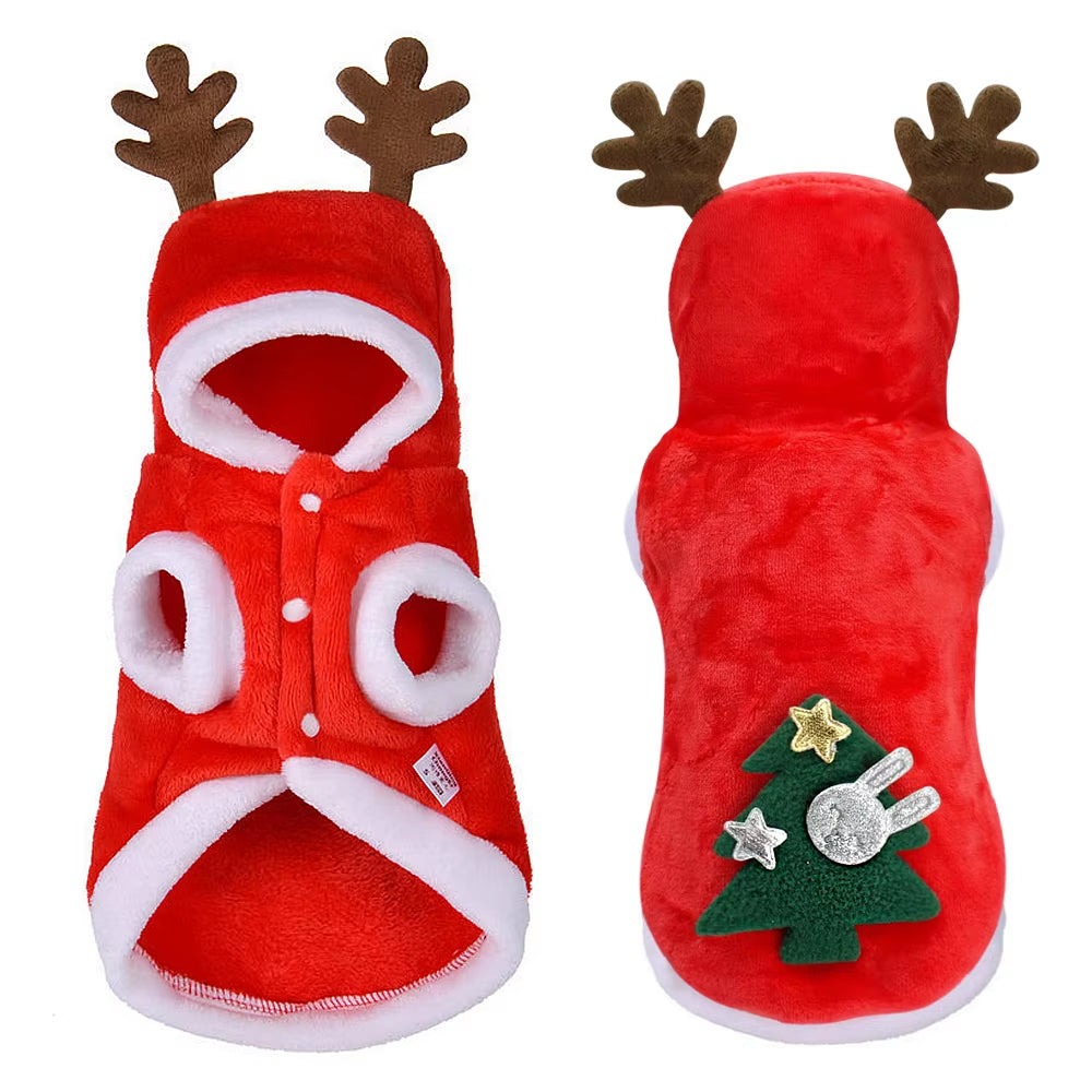 🎅 Christmas Pet Santa Hoodie 🎄 – Cozy Outfit for Cats & Small Dogs 🐾