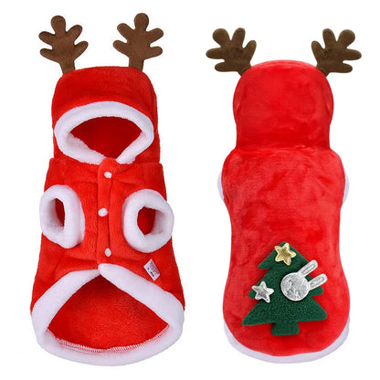 🎅 Christmas Pet Santa Hoodie 🎄 – Cozy Outfit for Cats & Small Dogs 🐾