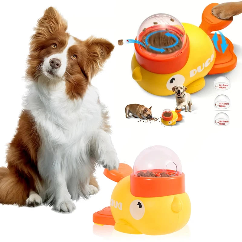 🦆 Cartoon Duck Dog Puzzle Feeder – Interactive Pet Food Dispenser Toy 🐾  Description: