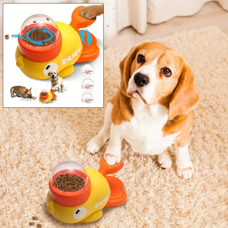 🦆 Cartoon Duck Dog Puzzle Feeder – Interactive Pet Food Dispenser Toy 🐾  Description: