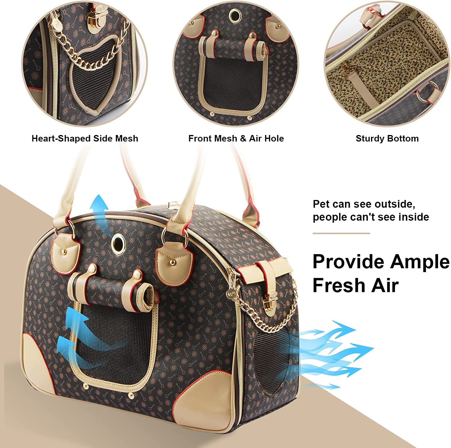 👜 Fashion PU Leather Dog & Cat Carrier Handbag