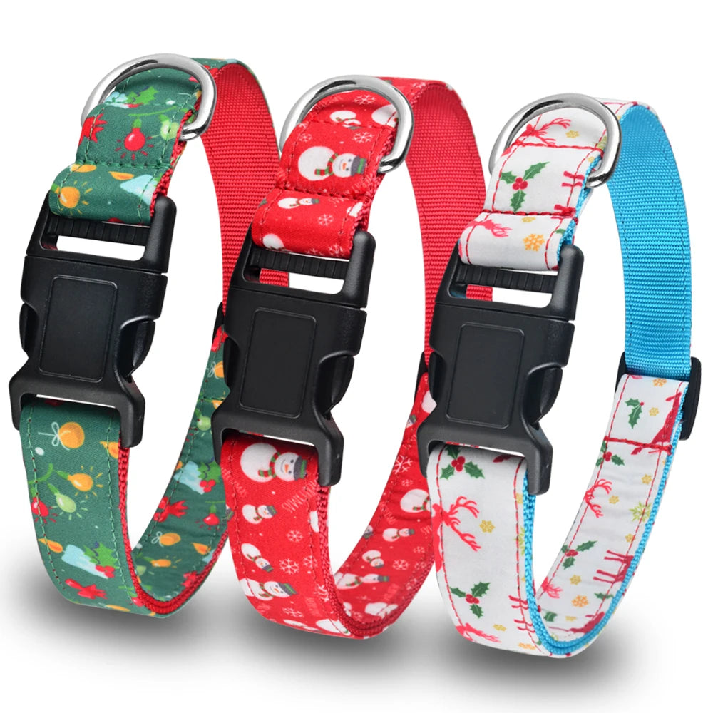 🎄 Christmas Dog Collar 🎁 – Adjustable Nylon Festive Collar for Dogs & Puppies 🐾