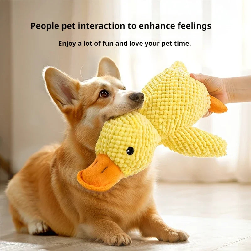 Dog Plush Companion Toy – Soft Duck Squeaker for Teeth Grinding, Stress Relief & Sleep Comfort