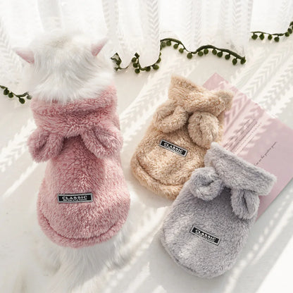 Pet Dog Soft Fleece Clothes Cute Hoodie Coat for Small Medium Dogs Cats Autumn Winter Puppy Hooded Jacket Sweater Pug Apparel