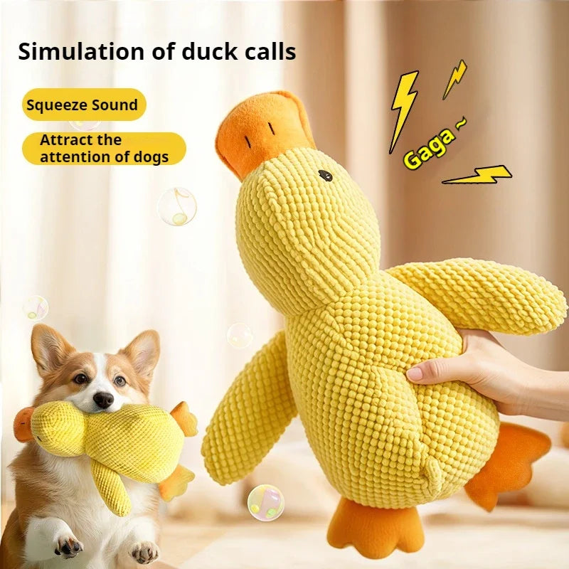 Dog Plush Companion Toy – Soft Duck Squeaker for Teeth Grinding, Stress Relief & Sleep Comfort
