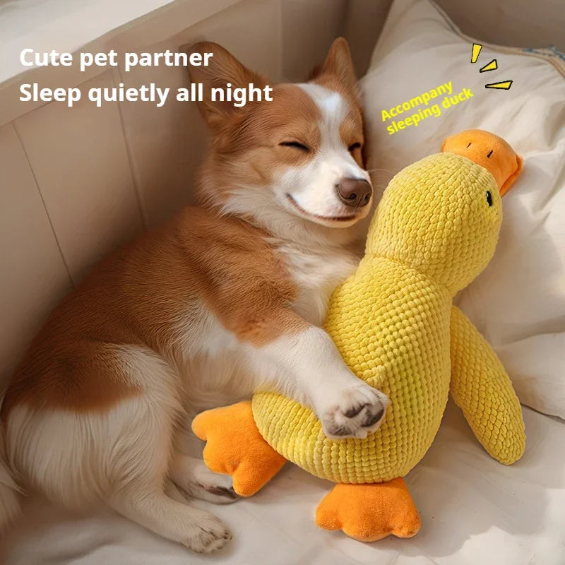 Dog Plush Companion Toy – Soft Duck Squeaker for Teeth Grinding, Stress Relief & Sleep Comfort