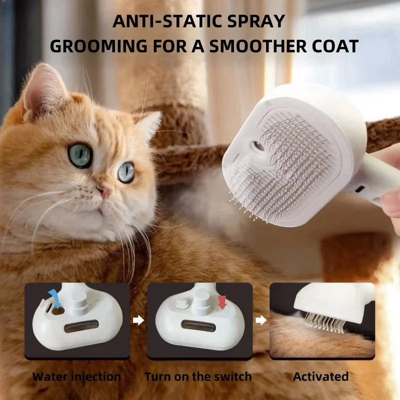 🐾 3-in-1 Steam Pet Brush – Groom & Massage Comb 💨