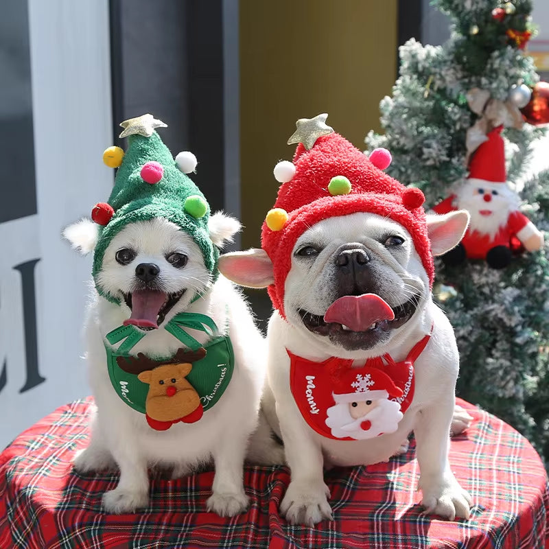 🎅 Funny Dog Christmas Hat & Bib – Holiday Pet Costume 🐾