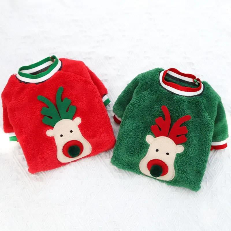 🎅 Dog Christmas Clothes – Warm Winter Elk & Santa Hoodie for Small Pets 🐾