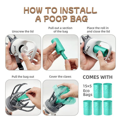 💩 Portable Dog Pooper Scooper – 2-in-1 Waste Picker with Bag Dispenser 🐾
