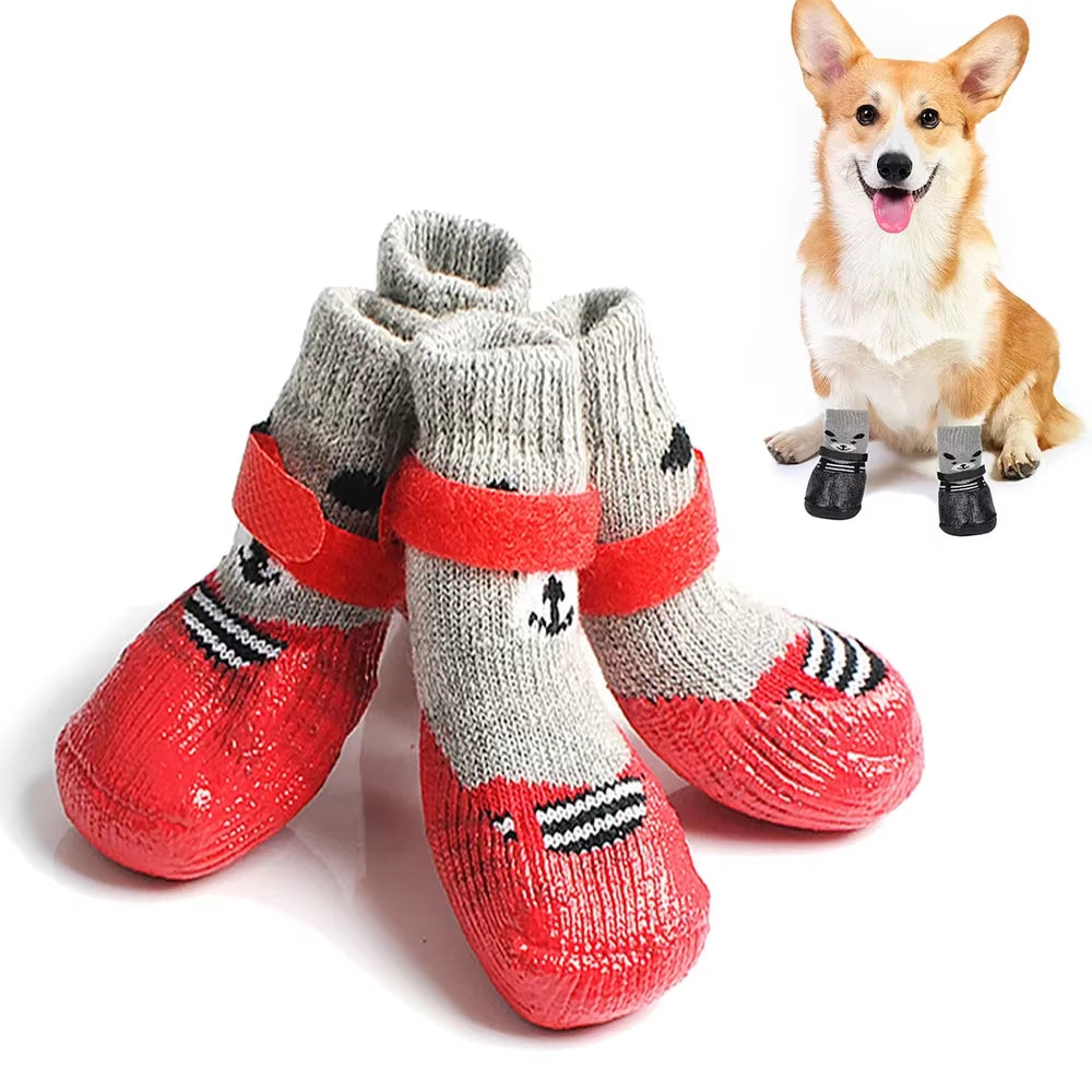 🐶 4Pcs Pet Winter Shoes – Warm, Waterproof & Anti-Slip Boots 🐾