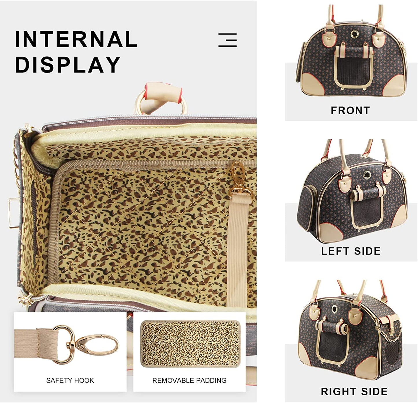 👜 Fashion PU Leather Dog & Cat Carrier Handbag