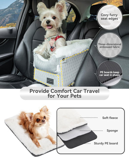 🚗 Small Dog Car Seat – Safe, Cozy & Space-Saving Console Carrier 🐶🩶